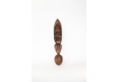 Lingură lemn decorativă sculptată mască tradiţională